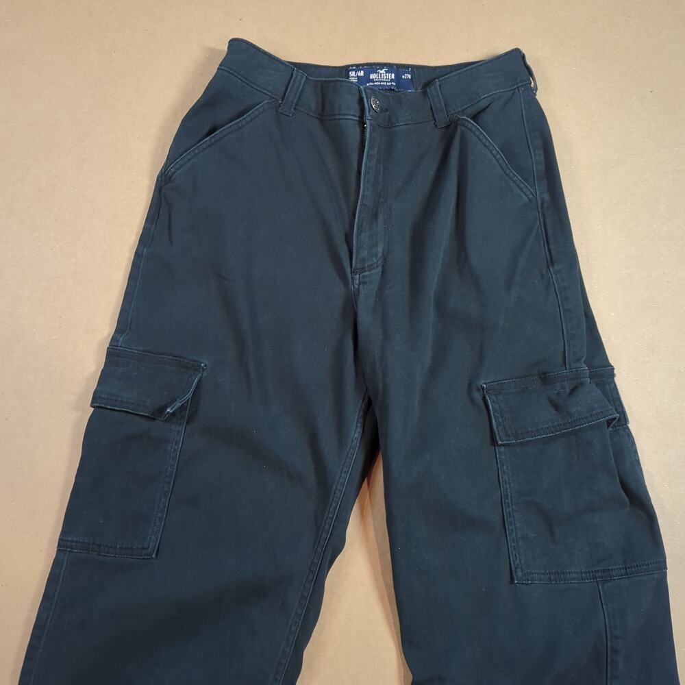 Hollister Ultra High Rise Dad Cargo Pants W27R Gray Utility Straight Leg